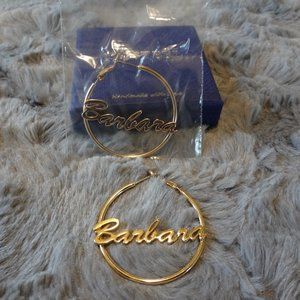 Handmade Personalized Hoop 2.5 inch Pierced Earrings - Name: Barbara